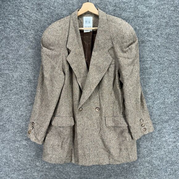 Together Jackets & Blazers - Together Blazer Women 16 Gray Button Up Collared Long Sleeve Wool Lined Pockets